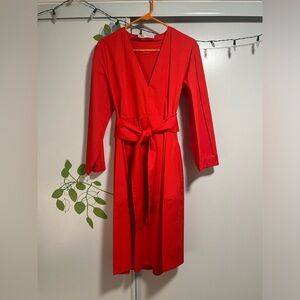 Zara Red Orange Cotton Dress